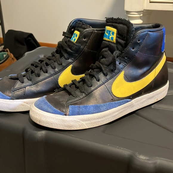 Mens Nike Blazer Peace Love BLK/BLUE/YELLOW Hightop sneakers size 10 - Picture 4 of 6